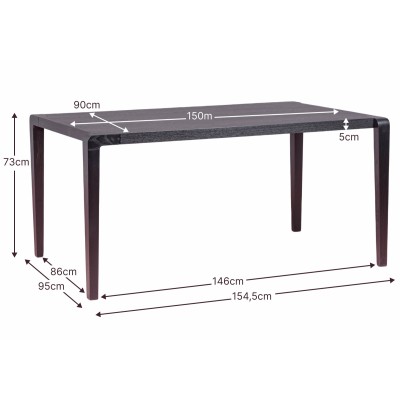 Inmod rectangular wooden dining table