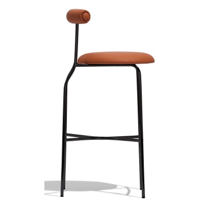 Elbow industrial stool upholstered in imitation leather