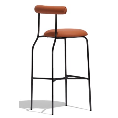 Elbow industrial stool upholstered in imitation leather