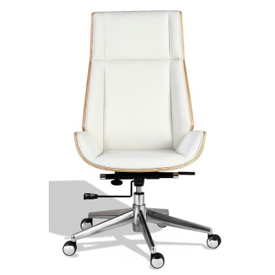 Silla oficina Nordic Highback de madera nogal con cojín de polipiel