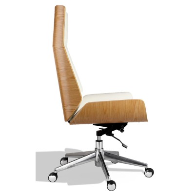 Nordic Highback office chair in walnut wood with leatherette cushion