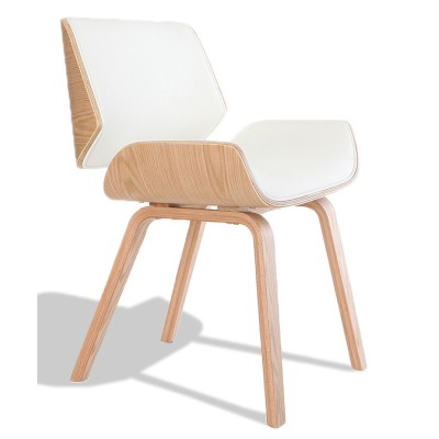 Chaise Nordic Plywood avec coussin en similicuir en bois d'érable