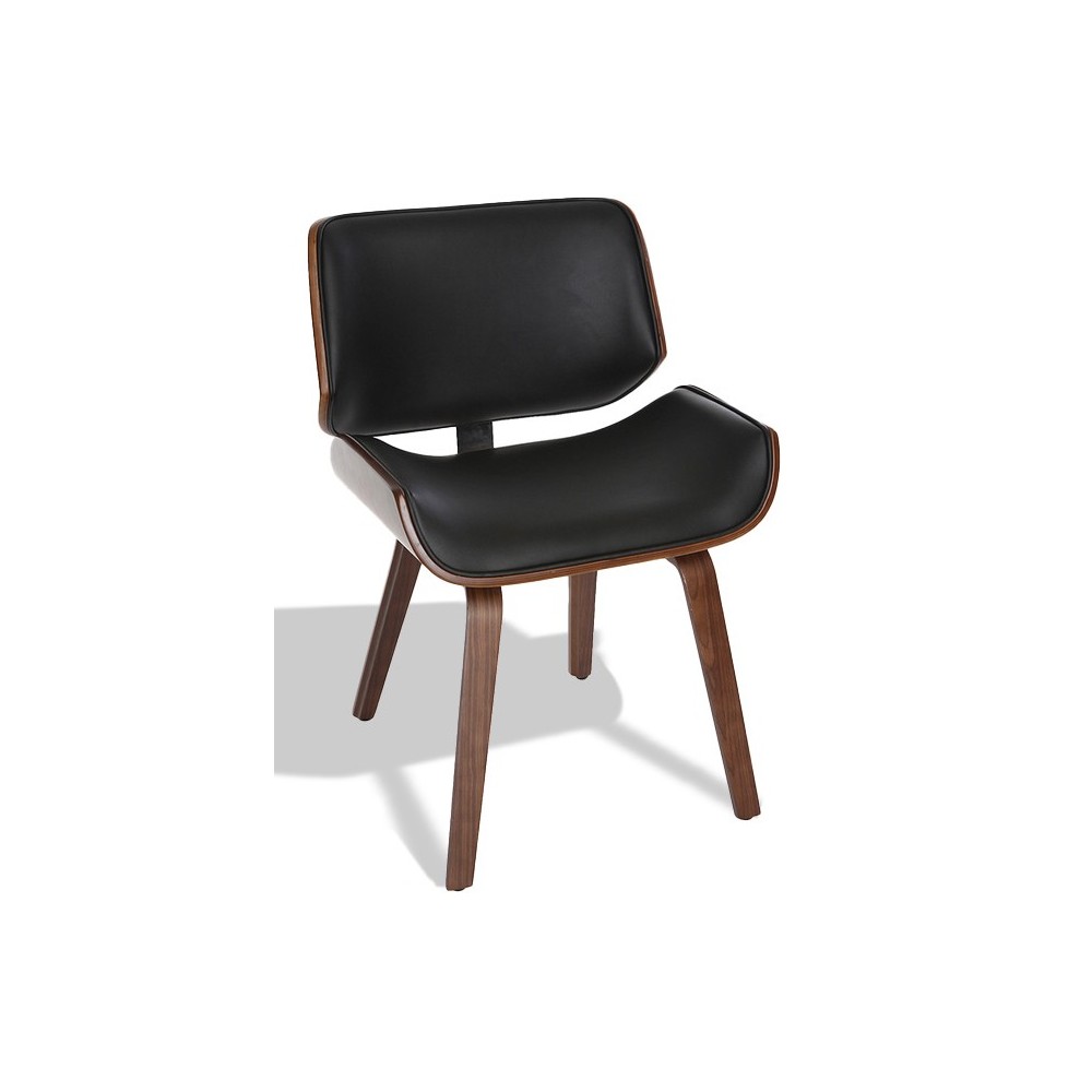 Nordic Plywood chair with leatherette cushion and walnut wood