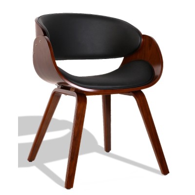 Nordic Burrow S chair with leatherette cushion in walnut wood