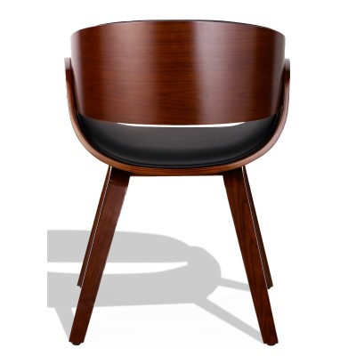 Nordic Burrow S chair with leatherette cushion in walnut wood