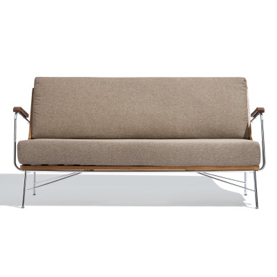 Industrial Daneu sofa in walnut wood and cotton upholstery