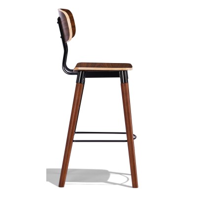 Copine industrial stool in walnut wood