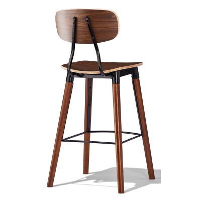 Copine industrial stool in walnut wood