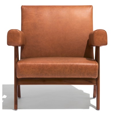 Confort Compass lounge chair in teak wood and Italian leather