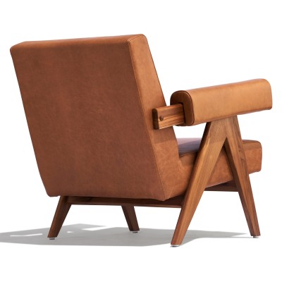 Confort Compass lounge chair in teak wood and Italian leather