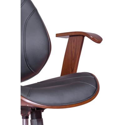 Cambridge Office Chair in Walnut Wood and Leatherette Cushion