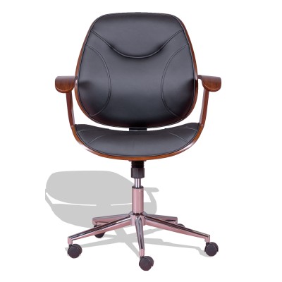 Cambridge Office Chair in Walnut Wood and Leatherette Cushion