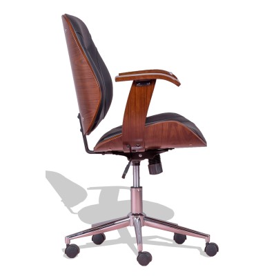 Cambridge Office Chair in Walnut Wood and Leatherette Cushion