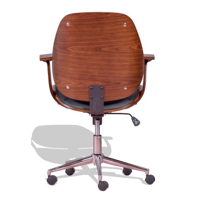 Cambridge Office Chair in Walnut Wood and Leatherette Cushion