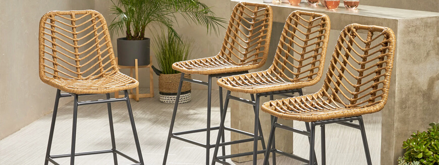 Garden stools made of rattan